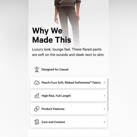 NWT LULULEMON RIBBED SOFTSTREME FLARED PANT - Size 2 - Espresso - Picture 11 of 11